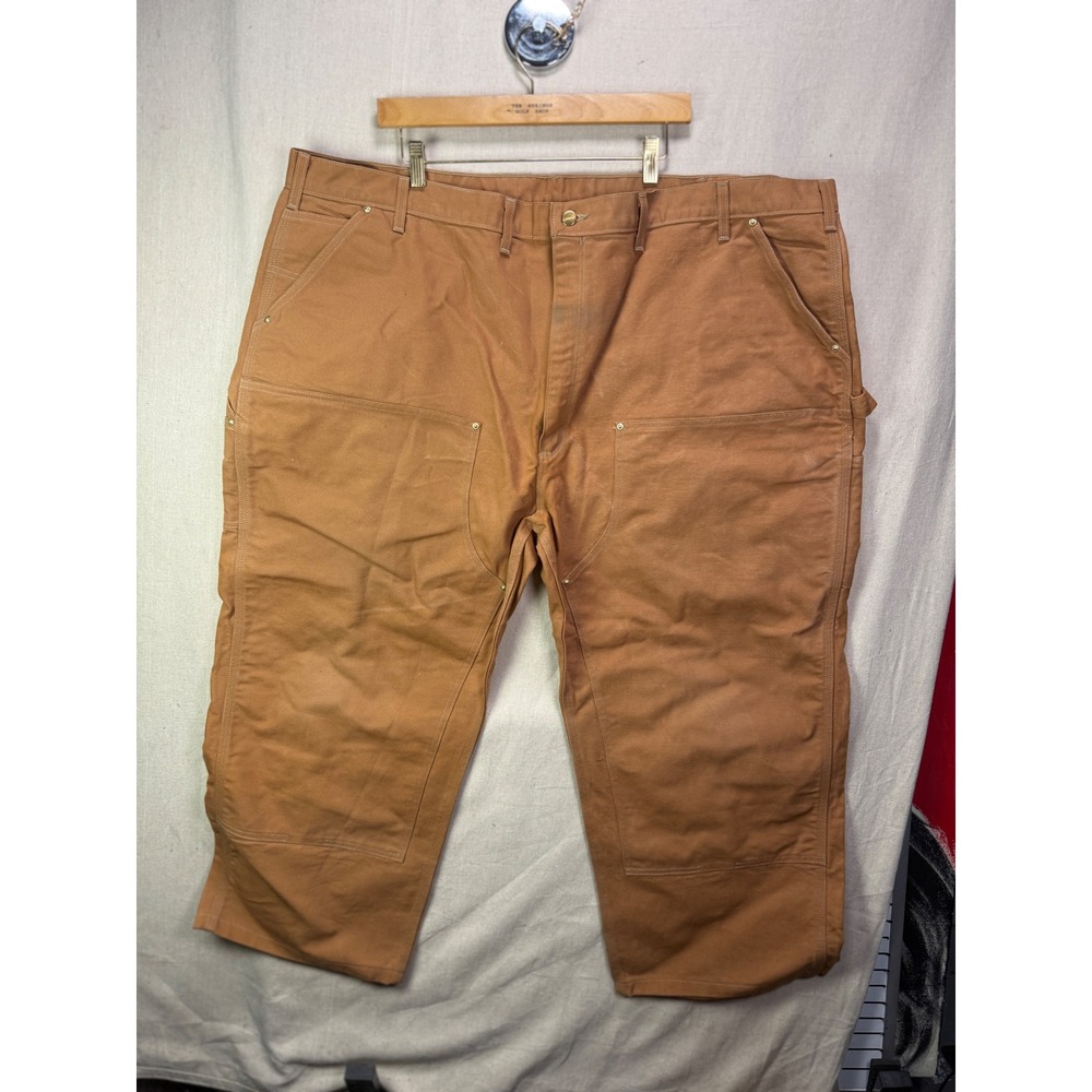 Carhartt B01 BRN Mens Brown Duck Double Front Work Dungaree Pants 50x30 USA Made